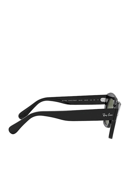 Ray Ban State Street Women's Sunglasses with Black Plastic Frame and Green Lens RB2186 901/31