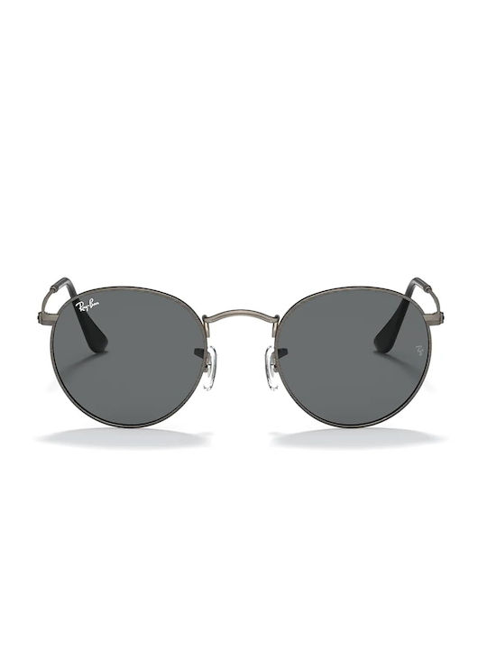 Ray Ban Round Metal Men's Sunglasses with Gray Metal Frame and Black Lenses RΒ3447 9229/B1