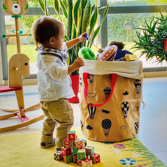 Svoora Children's Laundry Basket made of Fabric Hot air balloons Brown 40x40x50cm 1pcs