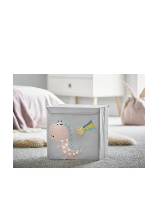 Potwells Children's Folding Storage Box made of Fabric Dinosaur Gray 33x32x32cm 1pcs
