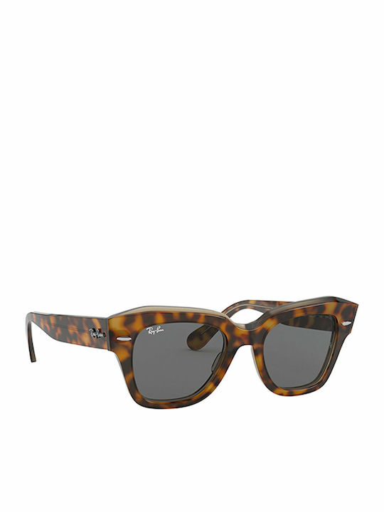 Ray Ban State Street Women's Sunglasses with Brown Tartaruga Plastic Frame and Black Lens RB2186 1292/B1