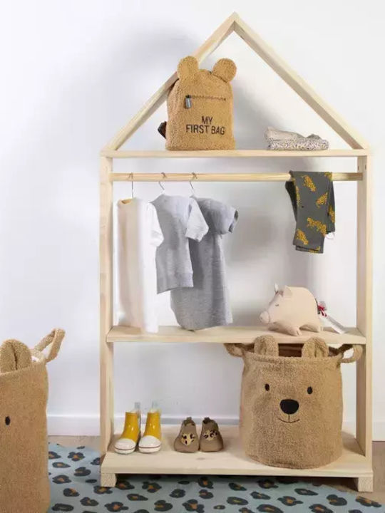 Childhome Παιδικό Καλάθι Αποθήκευσης από Ύφασμα Αρκουδάκι Μπεζ 30x30x30cm