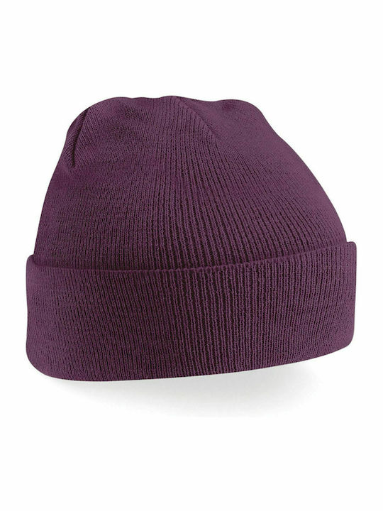 Beechfield Knitted Beanie Cap Plum