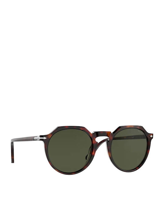 Persol Unisex Γυαλιά Ηλίου με Καφέ Ταρταρούγα Κοκκάλινο Σκελετό και Πράσινο Φακό PO3281S 24/31