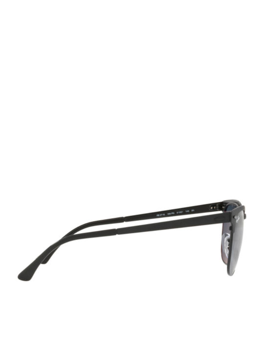 Ray Ban Clubmaster Metal Unisex Γυαλιά Ηλίου με Μαύρο Μεταλλικό Σκελετό και Μπλε Φακό RB3716 186/R5