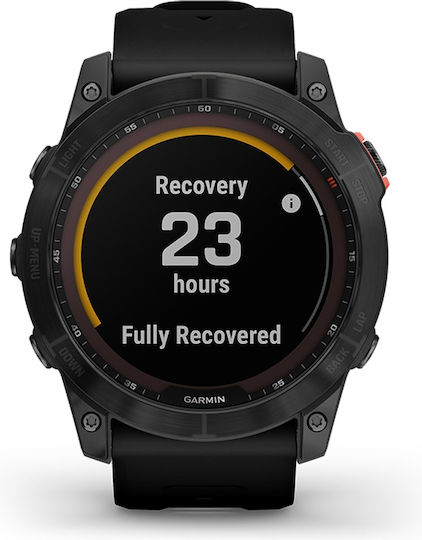 Garmin Fenix 7X Solar Stainless Steel 51mm Waterproof Smartwatch with Heart Rate Monitor (Slate Grey with Black Band)