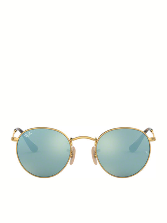 Ray Ban Round Metal Unisex Γυαλιά Ηλίου με Χρυσό Μεταλλικό Σκελετό και Μπλε Καθρέφτη Φακό RB3447N 001/30