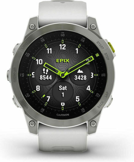 Garmin Epix (Gen 2) Sapphire Титан 47мм Водоустойчив Смартчасовник с Пулсомер (White Titanium)