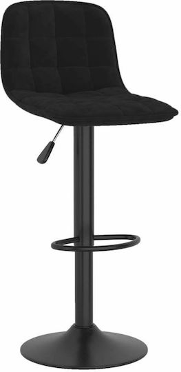 Stool Bar with Back & Adjustable Height Black Velvet-Black Metal 2pcs 42.5x45x105cm