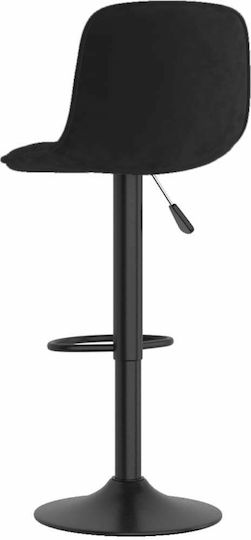 Stool Bar with Back & Adjustable Height Black Velvet-Black Metal 2pcs 42.5x45x105cm