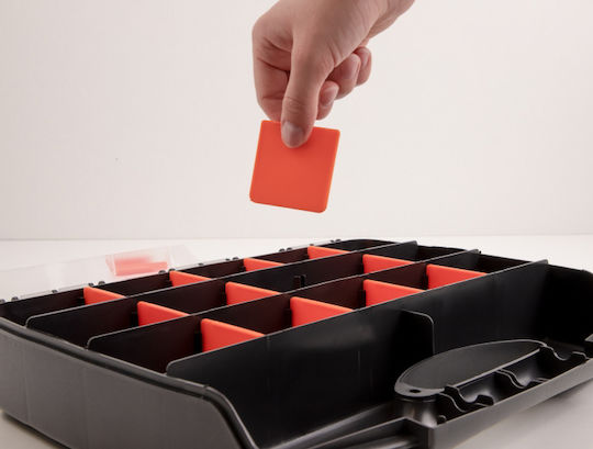 DeLock Tool Compartment Organiser 17 Slot Adjustable Black 32x25.5x6cm