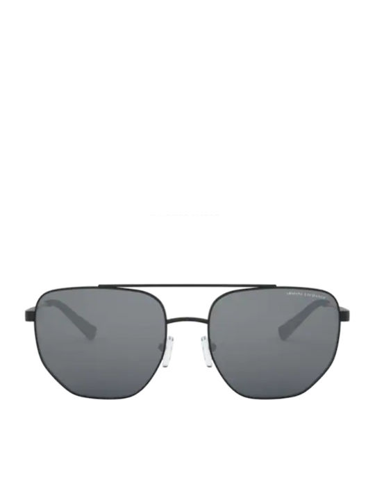 Armani Exchange Men's Sunglasses with Black Metal Frame and Black Mirror Lens AX2033S 60636G