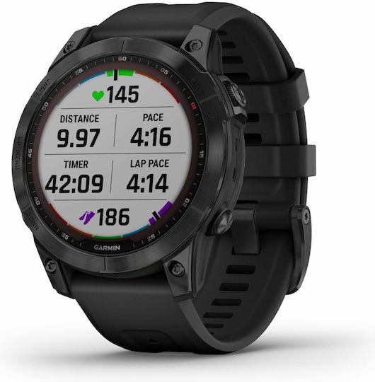 Garmin Fenix 7 Sapphire Solar Titanium 47mm Waterproof Smartwatch with Heart Rate Monitor (Black DLC Titanium with Black Band)