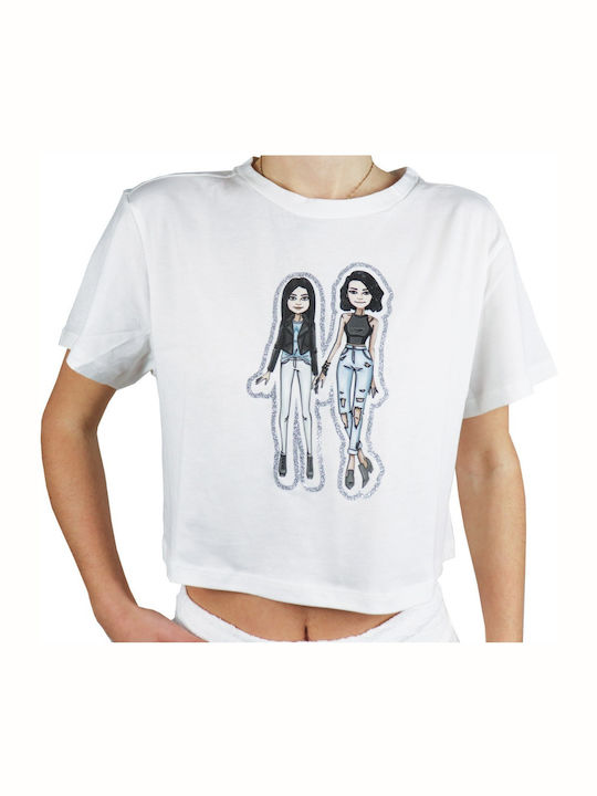 Women's Summer Crop Top Cotton Short Sleeve White