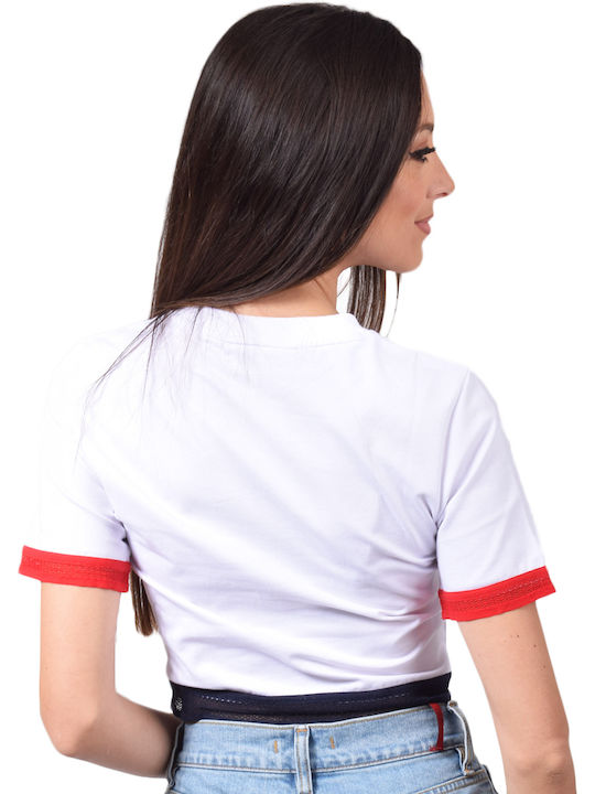 Fila Cattia Crop Top Sportiv pentru Femei cu Mâneci Scurte Alb