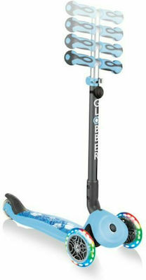 Globber Kids Scooter Foldable Go-Up Deluxe Fantasy Lights 3-Wheel for 3+ Years Blue