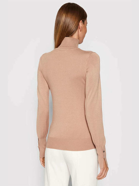 Guess Damen Langarm Pullover Rollkragen Beige