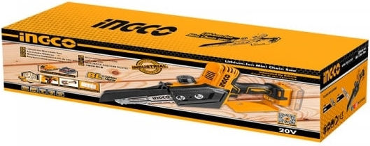 Ingco Pruning Battery Chainsaw 2x2Ah Brushless 20V 1.1kg with Blade 15cm