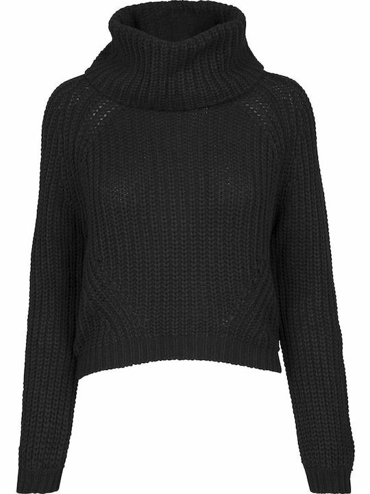 Bluze Damă Mânecă Lungă cu Guler Înalt Negru