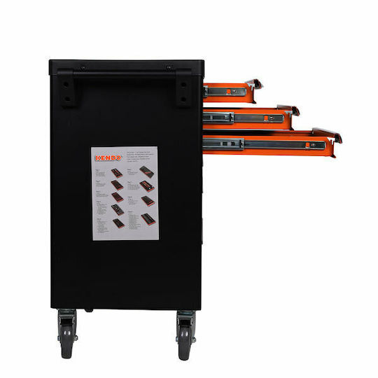 Kendo Wheeled Metallic Tool Carrier with 6 Drawers W76.5xD45.5xH74cm