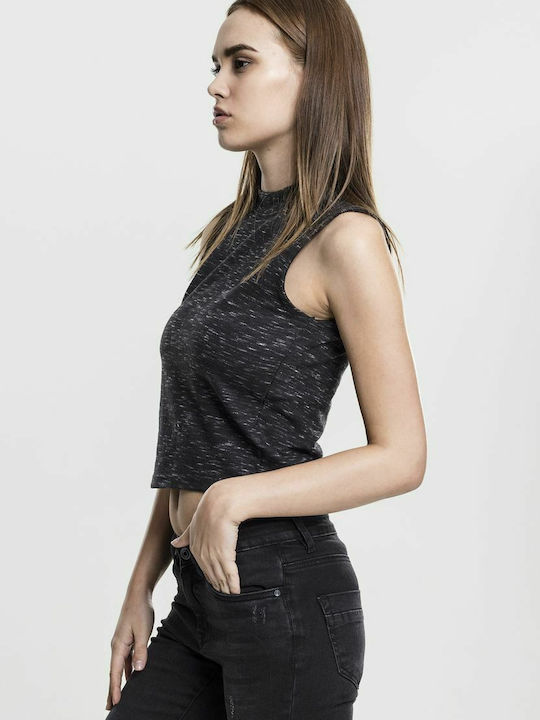 Space Dye Women's Blouse Cotton Sleeveless Black