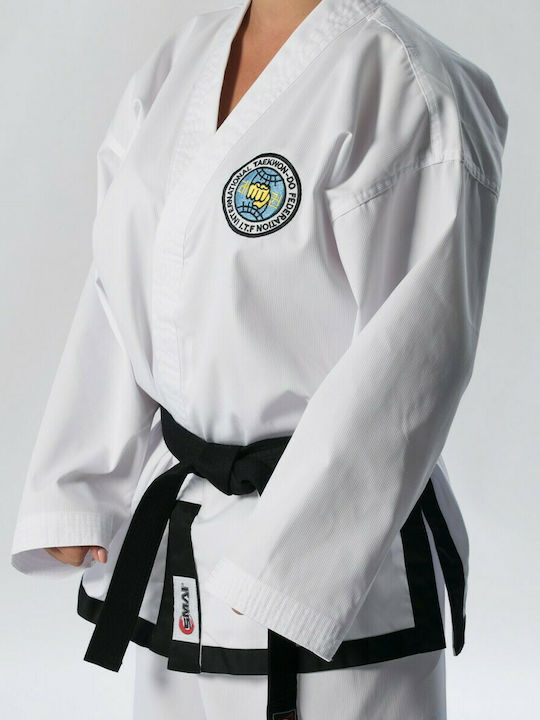 SMAI Black Belt Dobok Ribbed Στολή Taekwondo Ενηλίκων/Παιδική Λευκή