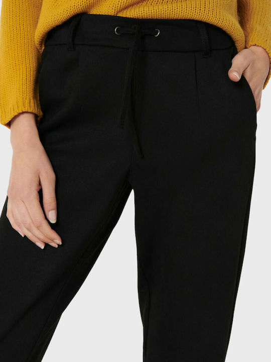Poptrash Damen Hoch tailliert Stoff Hose mit Gummizug in Lockere Passform Schwarz