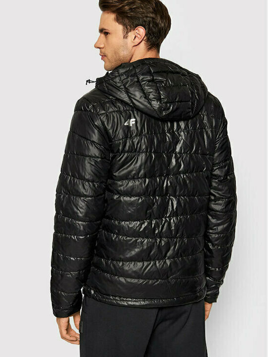 4F Herren Winter Jacke Puffer Schwarz