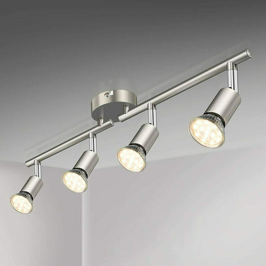 Defurhome Spot with 4 Lights and with Socket GU10 in Silver Color Defurhome Spot with 4 Lights and with Socket GU10 in Silver Color