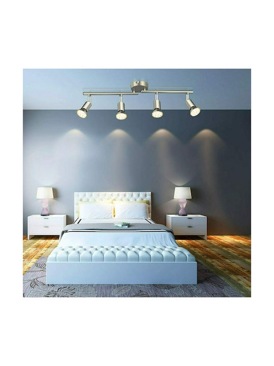 Defurhome Spot with 4 Lights and with Socket GU10 in Silver Color