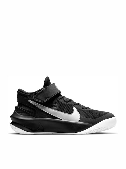 Hustle Team Hustle10 FlyEase Kids Sports Shoes Running with Hoop & Loop Closure Black / Volt / White / Metallic Silver