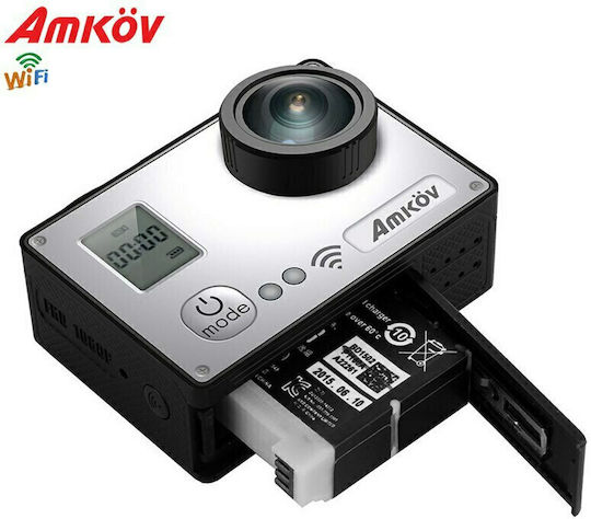 Amkov AMK7000S Action Camera 4K Ultra HD Underwater with Screen 2" and Wi-Fi Silver
