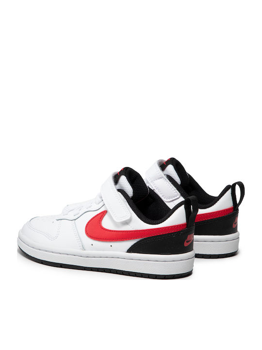 Court Court Borough Low 2 Kids Sports Shoes Basketball with Hoop & Loop Closure White / University Red / Black