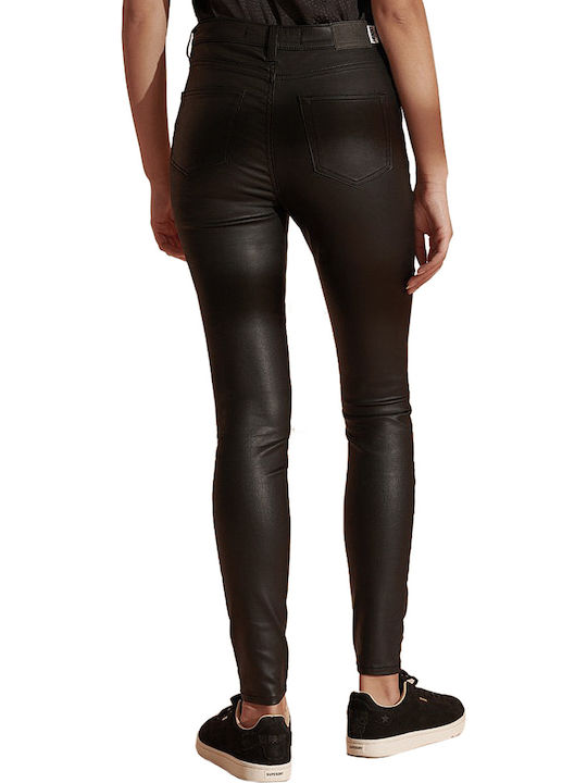 Women's High-waisted Fabric Trousers Skinny Fit Black