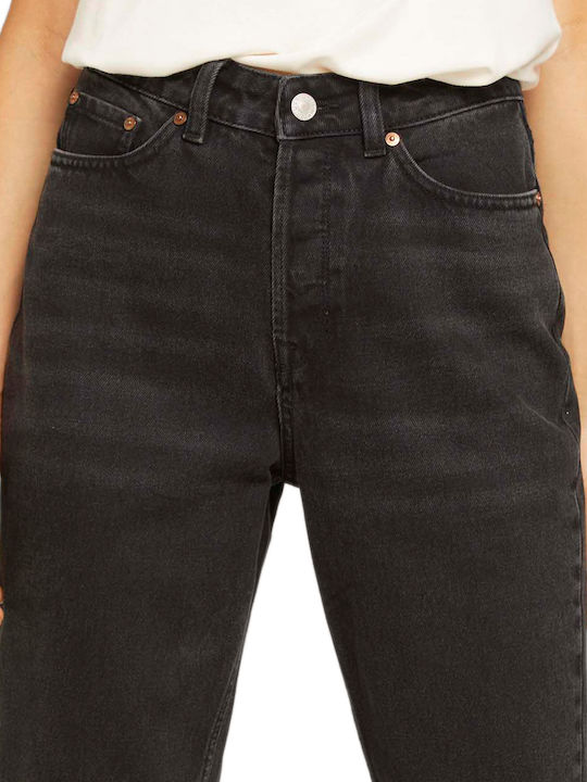 Hoch tailliert Damenjeans in Mom-Passform Schwarz