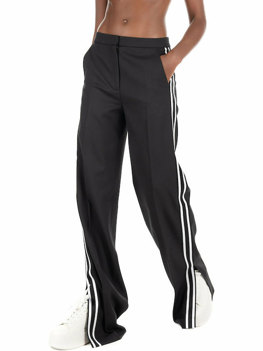 Women's High-waisted Fabric Trousers Flared Black