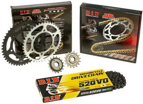 DID Chain & Sprocket Kit (15-44-520) for Kawasaki KLR 250 1984-2005