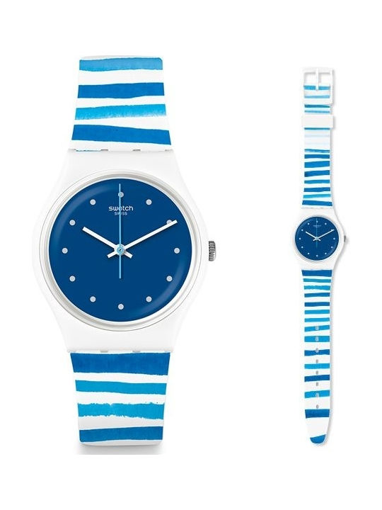 Swatch Sea View Γυναικείο Ρολόι 34mm Μπαταρίας με Μπλε Καουτσούκ Λουράκι