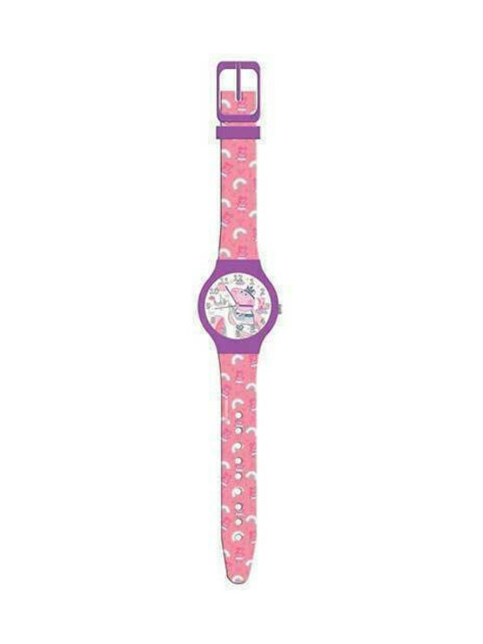 Διακάκης Peppa Pig Kinder Analoguhr mit Kautschuk/Plastik Armband Rosa