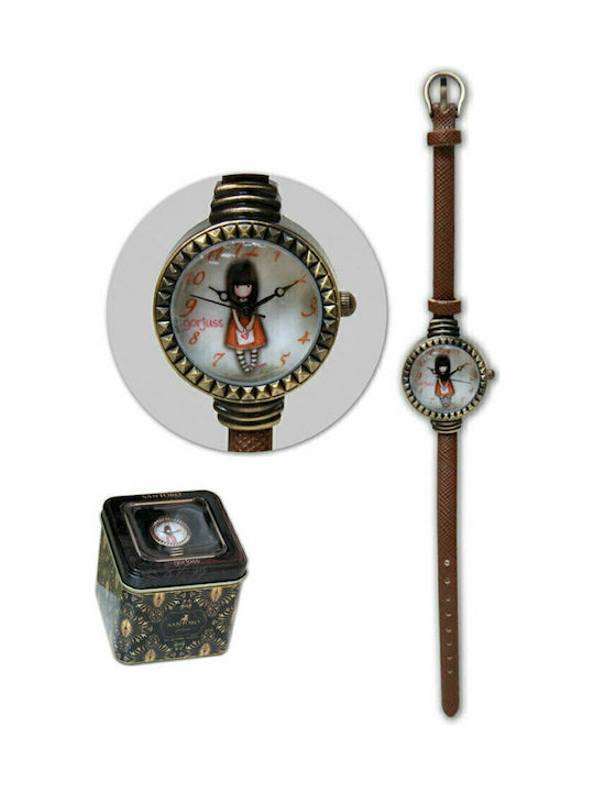Santoro Kinder-Analoguhr Gave You My Heart mit Lederarmband Braun