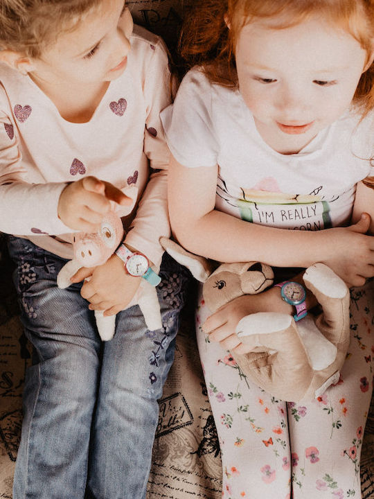 FlikFlak Kids Analog Watch Bunnyaxus with Fabric Strap Pink