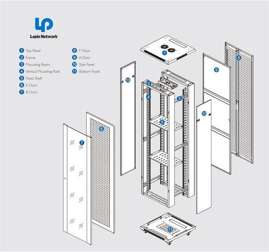 KB-6842BAA Επιδαπέδια Rack Cabinet 32U Ασυναρμολόγητη 60x80x205.5cm Black KB-6842BAA