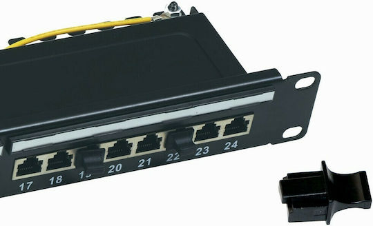 Central Patch Panel Shielded για Rack 1U 19" 24 Θυρών cat6a Μαύρο