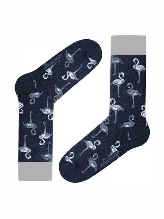 John Frank Flamingo Ανδρικές Κάλτσες με Σχέδια Navy John Frank Flamingo Ανδρικές Κάλτσες με Σχέδια Navy