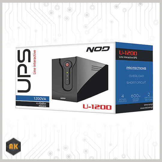 NOD U-1200 UPS Line-Interactive 1200VA 600W με 4 Schuko Πρίζες