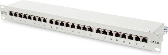 Digitus Patch Panel Shielded για Rack 1U 19" 24 Θυρών cat6 Γκρι