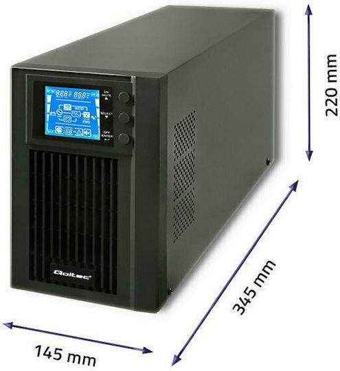 Qoltec Uninterruptible Power Supply 1000 UPS On-Line 1000VA 800W with 2 Schuko AC Outlets