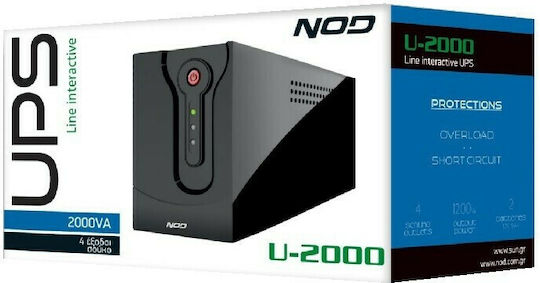 NOD U-2000 UPS Line-Interactive 2000VA 1200W με 4 Schuko Πρίζες