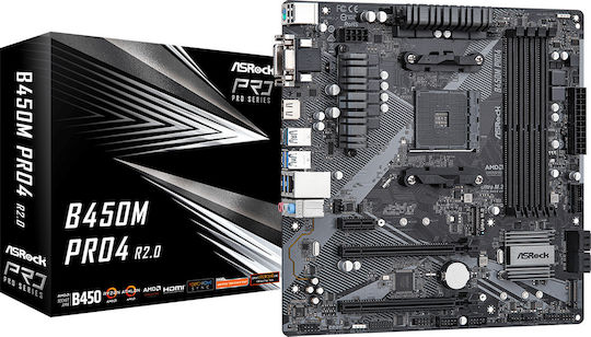 ASRock B450 Pro4 R2.0 Motherboard ATX με AMD AM4 Socket 90-MXBEE0-A0UAYZ