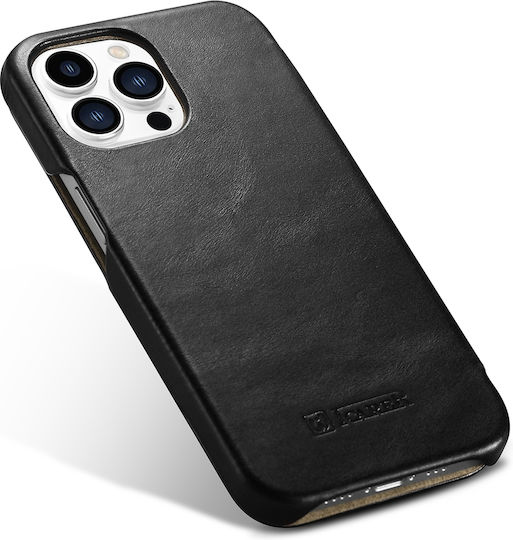 iCarer Curved Edge Vintage Book Δερμάτινο Μαύρο (iPhone 13 Pro)